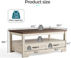 Coffee Table With Storage Drawers  Wooden Farmhouse Tv Stand Center Table For Li