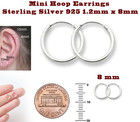 Continuous Hoop Earrings 8mm One Pair Set Sterling Silver 925 Nose Lips Ears