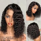 Human Hair Front Lace Bobo Double Drawn Water Wave Bob Wig Foreign Trade Wig