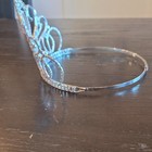 Silver Rhinestone Princess Tiara Crown Headband W  Iridescent Center Stone