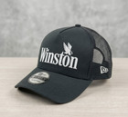 Vintage Winston Cigarette 2d Logo Embroidered Trucker Hat Mesh Back Snapback Cap
