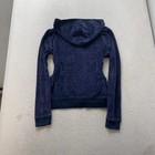 Juicy Couture Women s Navy Velour Zip-up Hoodie Drawstring Pockets Y2k Size Xl