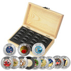          Canada Colored Toonie  2 Dollar 12-coin Full Set In Wood Case Box 2017-2024