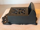 Antique Cast Iron Match Safe Holder Box Wall Mount Ornate Black Vintage