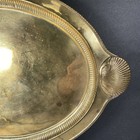 Vtg Ornate Brass Serving Tray With Shell Details 20 Inches Long Made In India