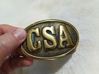 Vintage Military Civil War Confederate Csa Belt Buckle Oval Solid Brass 