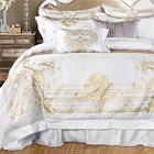 White Egyptian Cotton Bedding Set Chic Golden Embroidery Bed Sheet Duvet Covers
