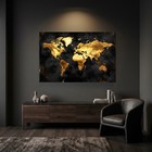 Luxury Gold Black World Map Canvas Wall Art Modern Abstract Global Decor Print