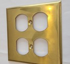  Electrical Two Gang Plug Outlet Cover Plates Lot Of 3  Solid Brass  Used Usa