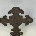 Brown Cast Iron Cross Free Standing Metal Rustic Religious Brown Small