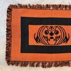 Vintage Halloween Tapestry Accent Rug Mat Pumpkin Jack-o-lantern Fringe 30x21