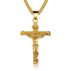 Men Stainless Steel Jesus Christ Crucifix Cross Pendant Chain Necklace