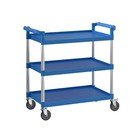 Blue Utility   Bussing Cart With Three Shelves - 42  X 20 