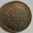     1873 France 5 Francs Silver Foreign Coin    vf