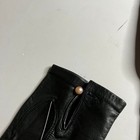 Vintage 1950s Black Leather Gloves Pearl Button Wrist Length Mid Century Retro