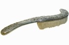 Rare Late 19th C English Antique Sterling Silver Repousse  Horse Hair Coat Brush