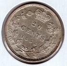 1858 Canada Silver 20 Cent Coin - Ef   Re-engraved