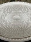 Vintage Jeanette Shell Pink Milk Glass Pedestal Cake Plate Stand Beaded Edge 10 