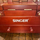 Singer Wood Accordion Small Sewing Box Notions Keepsake Kit