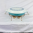 Vintage Mcm Pyrex Cradle Holder Oval Handles Warmer 043 045 Casserole Server