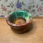 Handmade Wood Epoxy Bowl Red Teal Glass Resin Swirl Design Decor