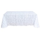 White 90 x156  Taffeta Rectangular Tableclothd 3d Leaves Design Party Event