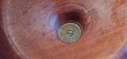 Vintage Hand Turned Carved Inlaid Wood   Brass Nut Trinket Bowl Rustic