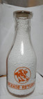Vintage Pyro Qt   Milk Bottle- Orange Dairy Pic Orange--cows Head Please Return
