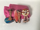 Lot Of 3  Vintage Hooters Hat Pins Sexy Waitress  Sexy Surfer  Hawaiian Surfer