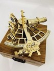 9   nautical Solid Brass Sextant With Wooden Box Royal Navy Marine Navigation Gift