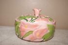Antique Vintage Pink Ceramic Vanity Covered Dresser Dish Japan  toted 