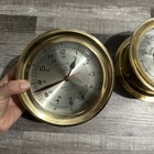 Ship s Clock And Barometr Brass Bell Clock Co  Quartz 7 x3 5    Working