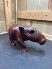 Hand-carved Solid Wood House Hippo Figurine Sculpture Rare Unique