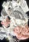 Vtg Sewing Mixed 20 Pc Lot Lace Scraps Trim Remnants Wedding Bridal Crafts Dolls