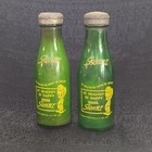 Vintage Squirt Soda Advertising Bottle Salt   Pepper Shakers Set Green Yellow