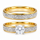 2-piece Gold Silver Tone Fashion Ring Set For Women Size 7