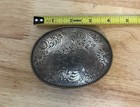 Vintage Diablo Hand Graved Sterling Silver Overlay Belt Buckle 