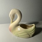 Vintage Ceramic Swan Planter Mcm White W yellow Pink   Green Pastels