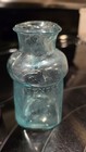 4 Antique   Vintage Unique Rare Glass Ink Well Bottles Aqua   Light Purple Color