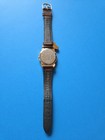 Lorus Disney Goofy Character Analog Wristwatch Gold Tone Case brown Leather Band
