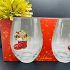 New Christmas Rhinestone Santa s Boots Stemless Wine Glass Set Of 2