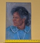 Original Native American Indian Woman Female Charcoal Chalk Pastel Drawing