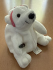 Coca Cola 1997 Bean Bag Plush Polar Bear Holding Coke Bottle 6 