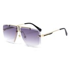 Sunglasses Men s Gold Frame Rimless Square Gradient Black Lens Street Wear Trend