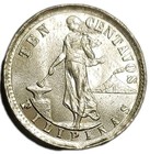 1941-m Philippines Us Admin 10 Centavos Silver Unc Coin Princess Magayon Km 181