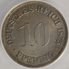 1875 German Coin Germany Empire 10 Pfennig 1875-h Europe Wilhelm I 1b