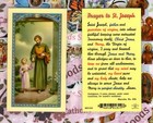St  Saint Joseph With Prayer To St  Joseph - Laminated Holy Card E24-629