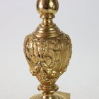 Pair Of Antique French Brass   Fire Gilt Bronze Figural Candlesticks C1890