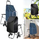 Portable Shopping Cart With Waterproof Bag   Chair Folding Shopping Bag Cart