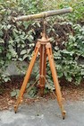 Vintage Brass Telescope On Elegant Nautical Floor Tripod Stand Antique Maritime